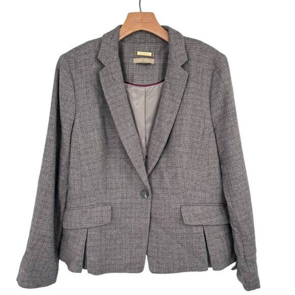 Talbots Italian Woven wool blend Womens Blazer Jacket Gray Tweed Size 12 - Picture 1 of 11